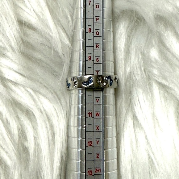 Ring Butterflies Silver Tone with Blue and Clear Crystals Size 10 - Picture 4 of 6